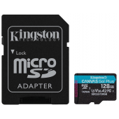 Cartão Memória Kingston Canvas Go! Plus C10 UHS-I U3 V30 A2 microSDXC 128GB + Adaptador SD image