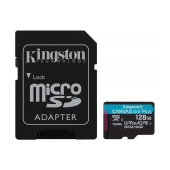 Cartão Memória Kingston Canvas Go! Plus C10 UHS-I U3 V30 A2 microSDXC 128GB + Adaptador SD image