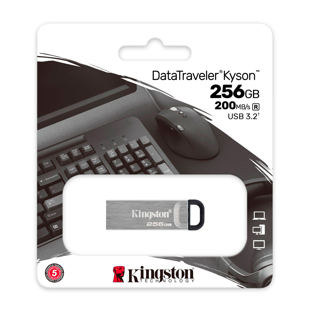 Pen Drive Kingston DataTraveler Kyson 256GB USB 3.2 Preta 3