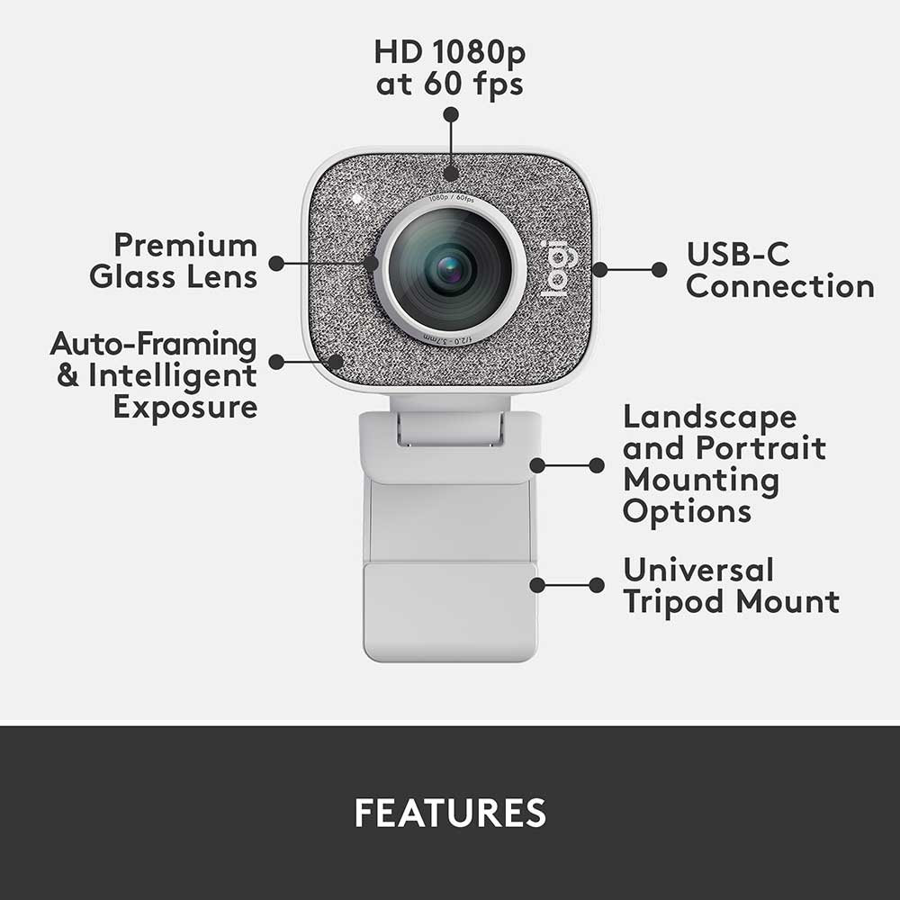 Webcam Logitech StreamCam Full HD 1080p USB 3.1 Type-C Branca 2