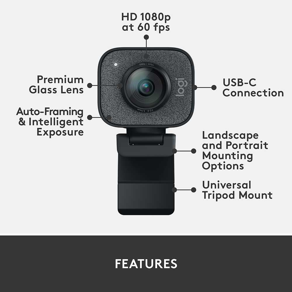 Webcam Logitech StreamCam Full HD 1080p USB 3.1 Type-C Preta 2