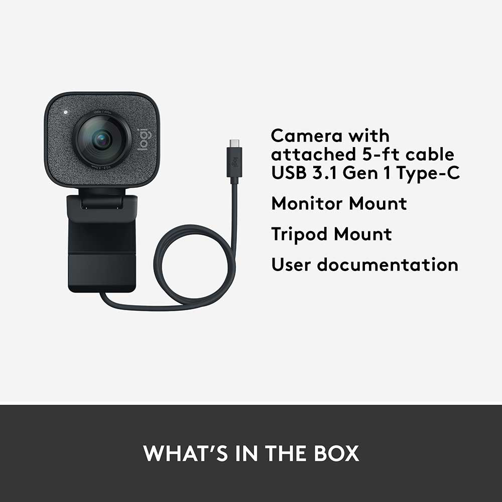 Webcam Logitech StreamCam Full HD 1080p USB 3.1 Type-C Preta 3