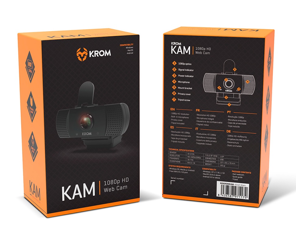 Webcam Krom Kam FHD 1080P 4