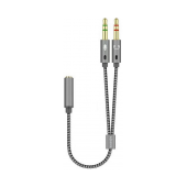 Cabo Aisens Áudio Jack 3.5mm F p/ 2 x Áudio Jack 3.5mm F 25cm Cinza image