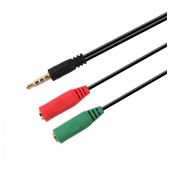 Cabo Aisens Áudio Jack 3.5mm M p/ 2 x Áudio Jack 3.5mm F 20cm Preto image