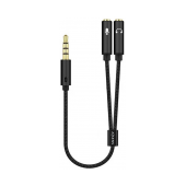 Cabo Aisens Áudio Jack 3.5mm M p/ 2 x Áudio Jack 3.5mm F 25cm Preto image