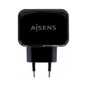 Carregador Aisens USB 17W 5V/3.4A, 2xUSB com controlo AI, Preto image