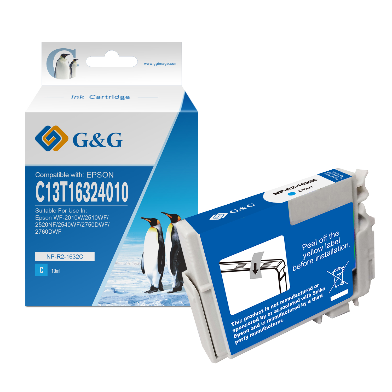 Tinteiro Compatvel G&G Epson T1631/T1621/T1681 XL Azul 1