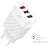 Carregador Pack XO L64 1x USB-A 18W 3.0, 2x USB-A + Cabo USB-A a MicroUSB Branco image