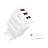 Carregador Pack XO L64 1x USB-A 18W 3.0, 2x USB-A + Cabo USB-A a MicroUSB Branco image