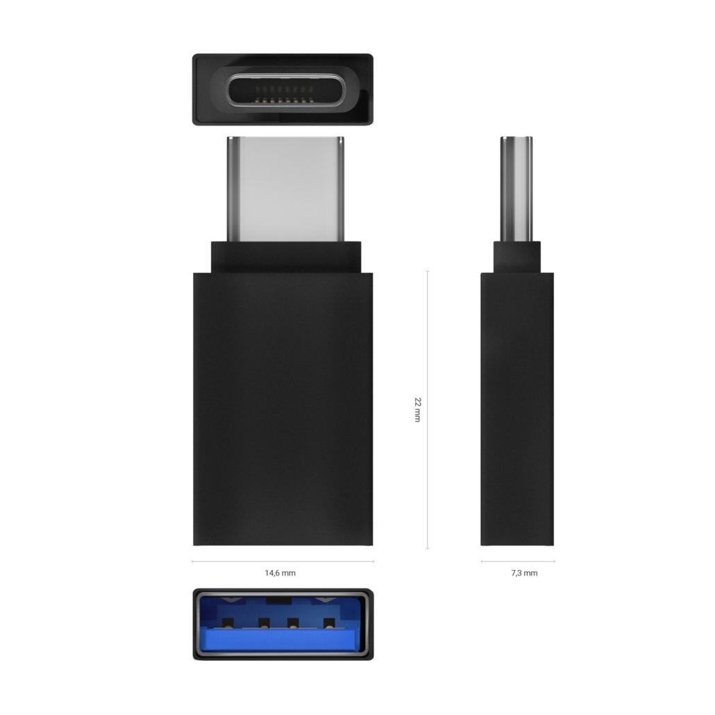 Adaptador Aisens USB 3.2 Gen1 3A, Tipo USB-C/MA/H, Alumnio Preto 3