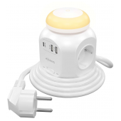 Régua Multifuncional Aisens 4 Tomadas Schuko 16A + 1xUSB-C 20W PD3 + 2xUSB-A 18W QC3.0 Branca image