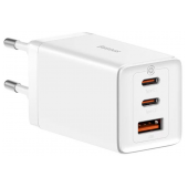 Carregador Baseus GaN5 Pro Dual USB-C + USB-A 65W Fast Charger Branco + Cabo USB-C 100W 1m image