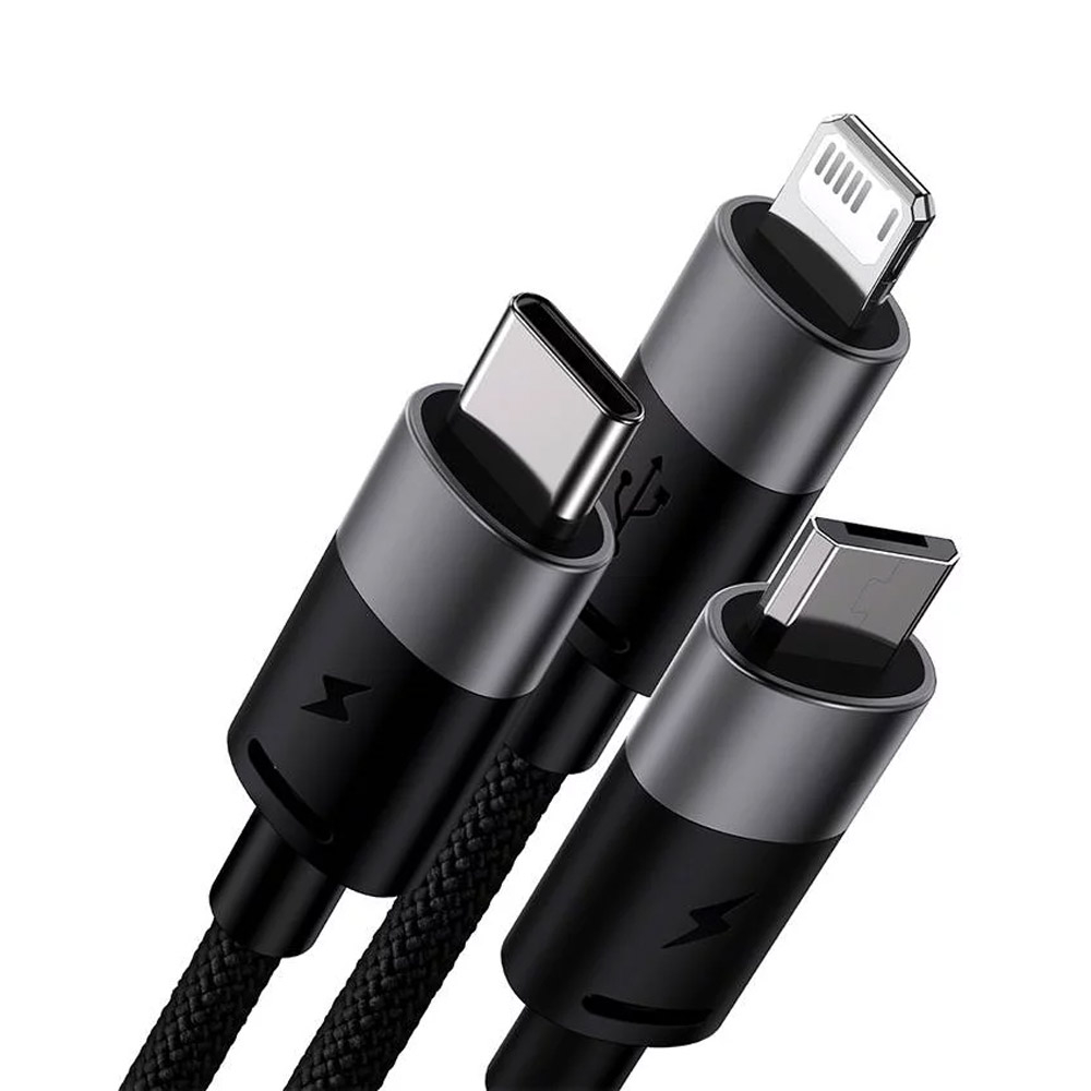 Cabo Baseus StarSpeed USB-A p/ USB-C | Micro USB | Lightning 1.2m Preto 2
