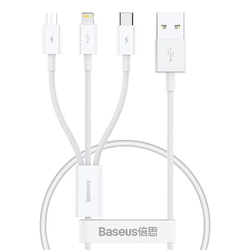 Cabo Baseus Superior USB-A p/ USB-C | Micro USB | Lightning 3.5A 1m Branco 1