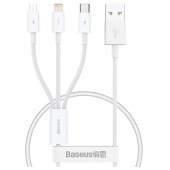 Cabo Baseus Superior USB-A p/ USB-C | Micro USB | Lightning 3.5A 1m Branco image
