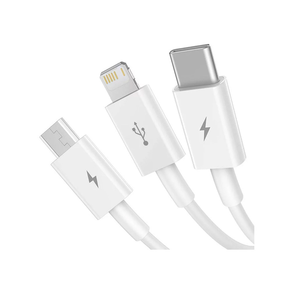Cabo Baseus Superior USB-A p/ USB-C | Micro USB | Lightning 3.5A 1m Branco 2