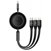 Adaptador Baseus Bright Mirror 4 Retrátil USB-C 3-em-1 (Lightning + USB-C + MicroUSB) 1.1m Preto image