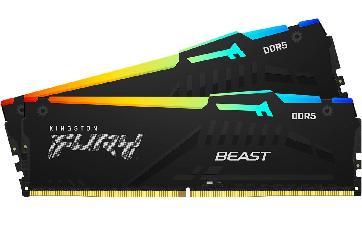 Memria RAM Kingston Fury Beast RGB 32GB (2x8GB) DDR5-6000MHz CL40 Preta 1