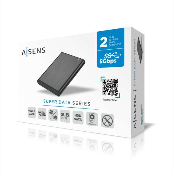 Caixa Externa Aisens ASE-2525B 2.5 HDD/SSD USB3.1 Preta 4