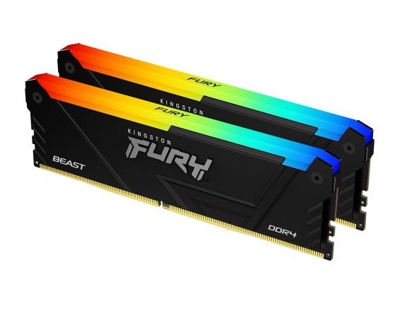 Memria RAM Kingston Fury Beast RGB 32GB (2x16GB) DDR4-3200MHz CL16 Preta 1