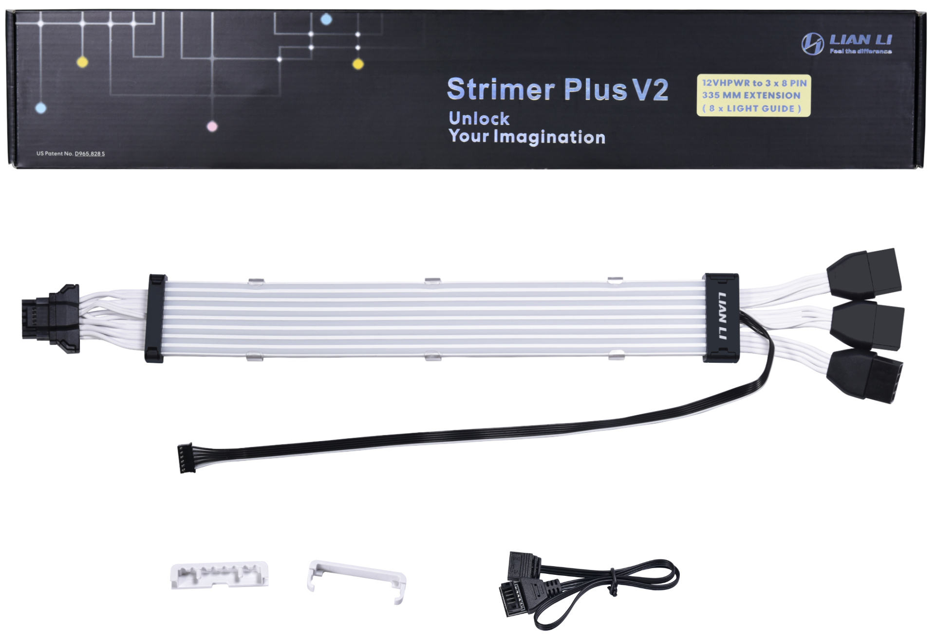 Cabo Lian Li Strimer Plus V2 12VHPWR 3x8-Pin para 12+4-Pin 8 Tiras de Luz 4