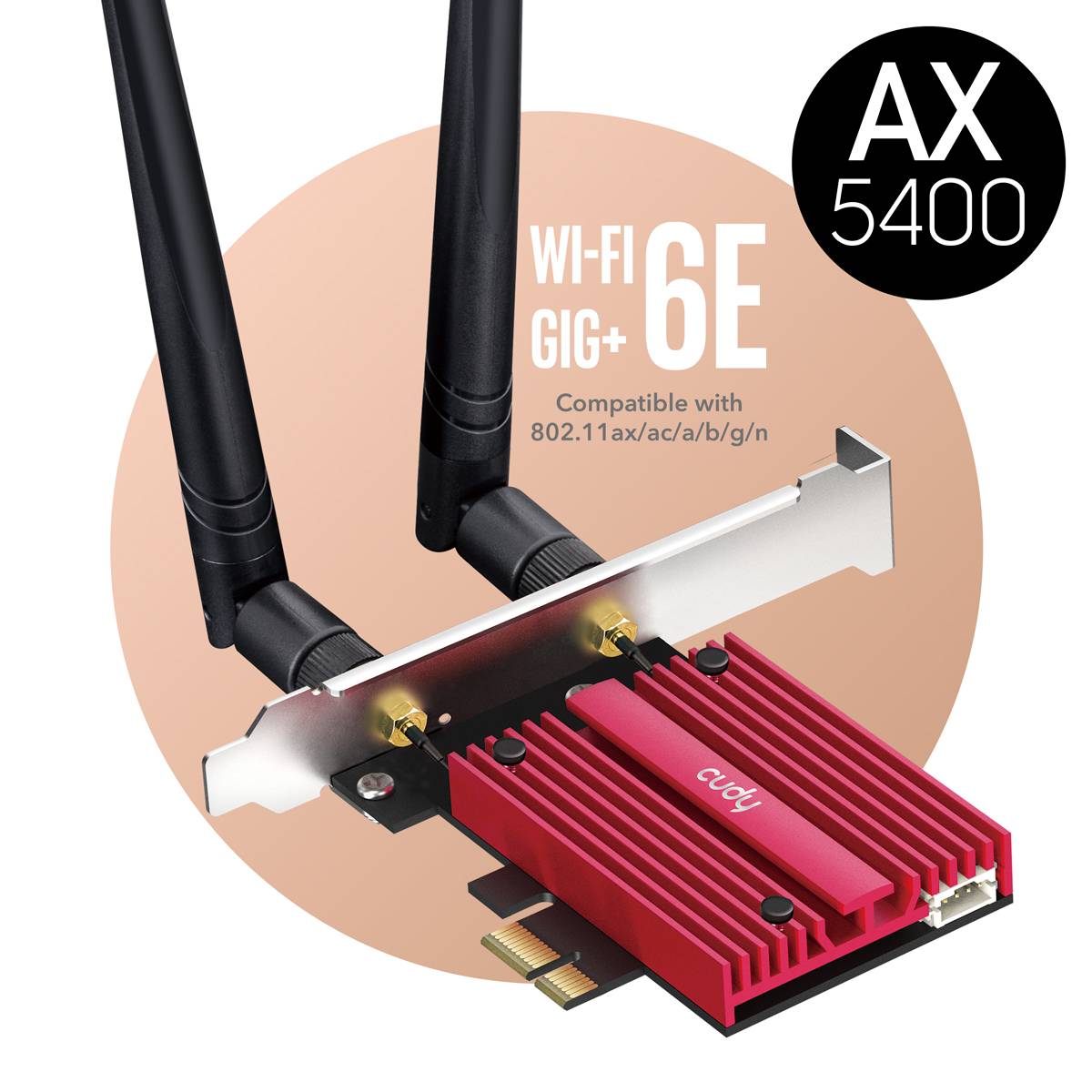 Placa de Rede Cudy WE3000S AX5400 Tri-Band Wi-Fi 6 PCI Express 2