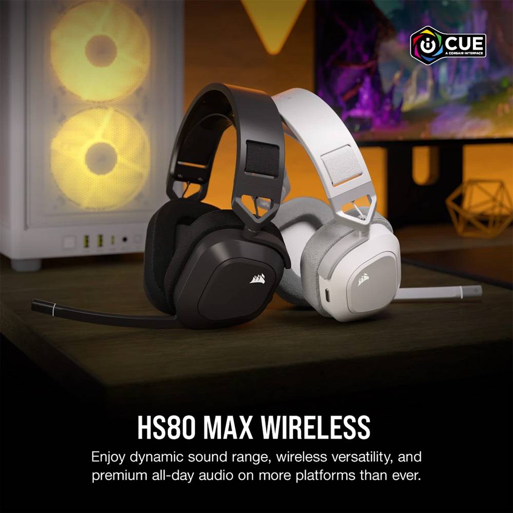 Auscultadores Corsair HS80 MAX Gaming Wireless Branco 2