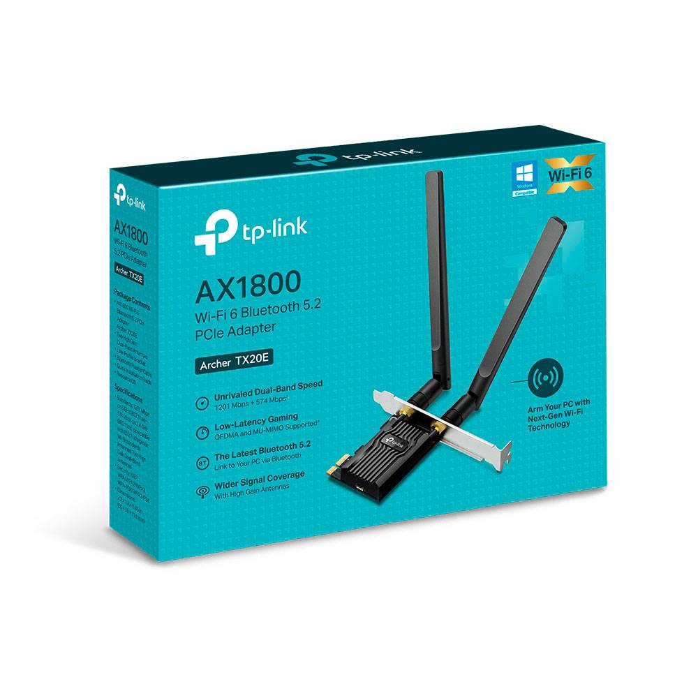 Placa de Rede TP-Link Archer TX20E AX1800 Wi-Fi Bluetooth 5.2 PCI Express 2