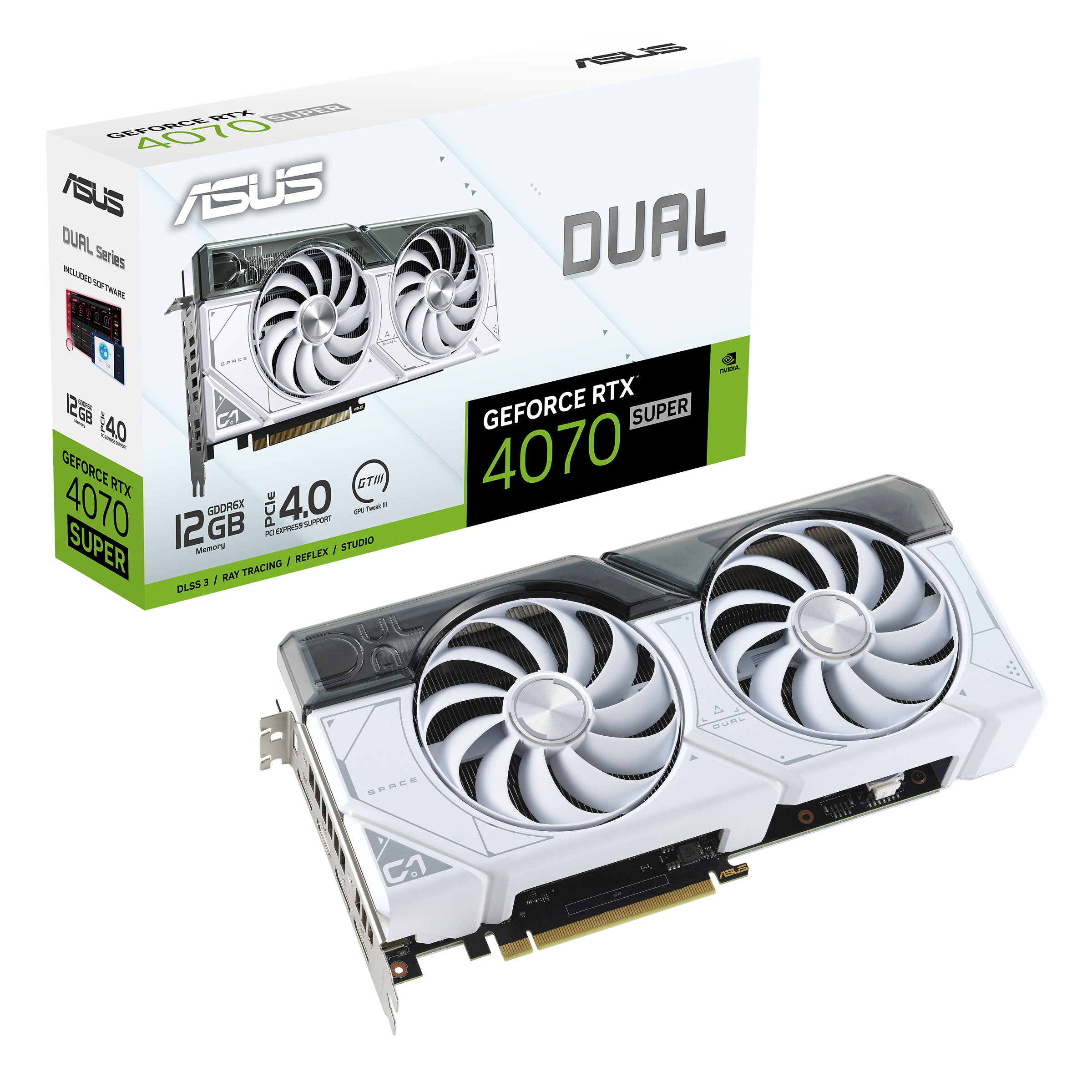 Paca Gráfica Asus GeForce RTX 4070 Super Dual 12GB GDDR6X Branca 1