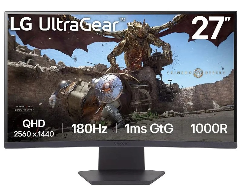 Monitor Curvo LG UltraGear 27GS60QC-B VA 27 LED QHD 16:9 180Hz FreeSync 1