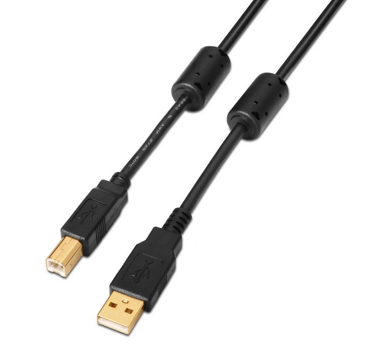 Cabo Aisens USB 2.0 Type-A M p/ Type-B M Impressora 5m Premium Preto 1