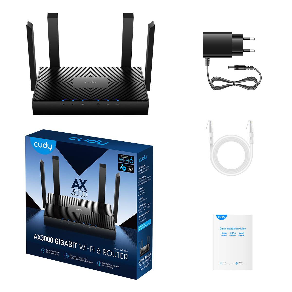 Router Cudy WR3000 AX3000 Dual-Band WiFi 6 Mesh Gigabit 4