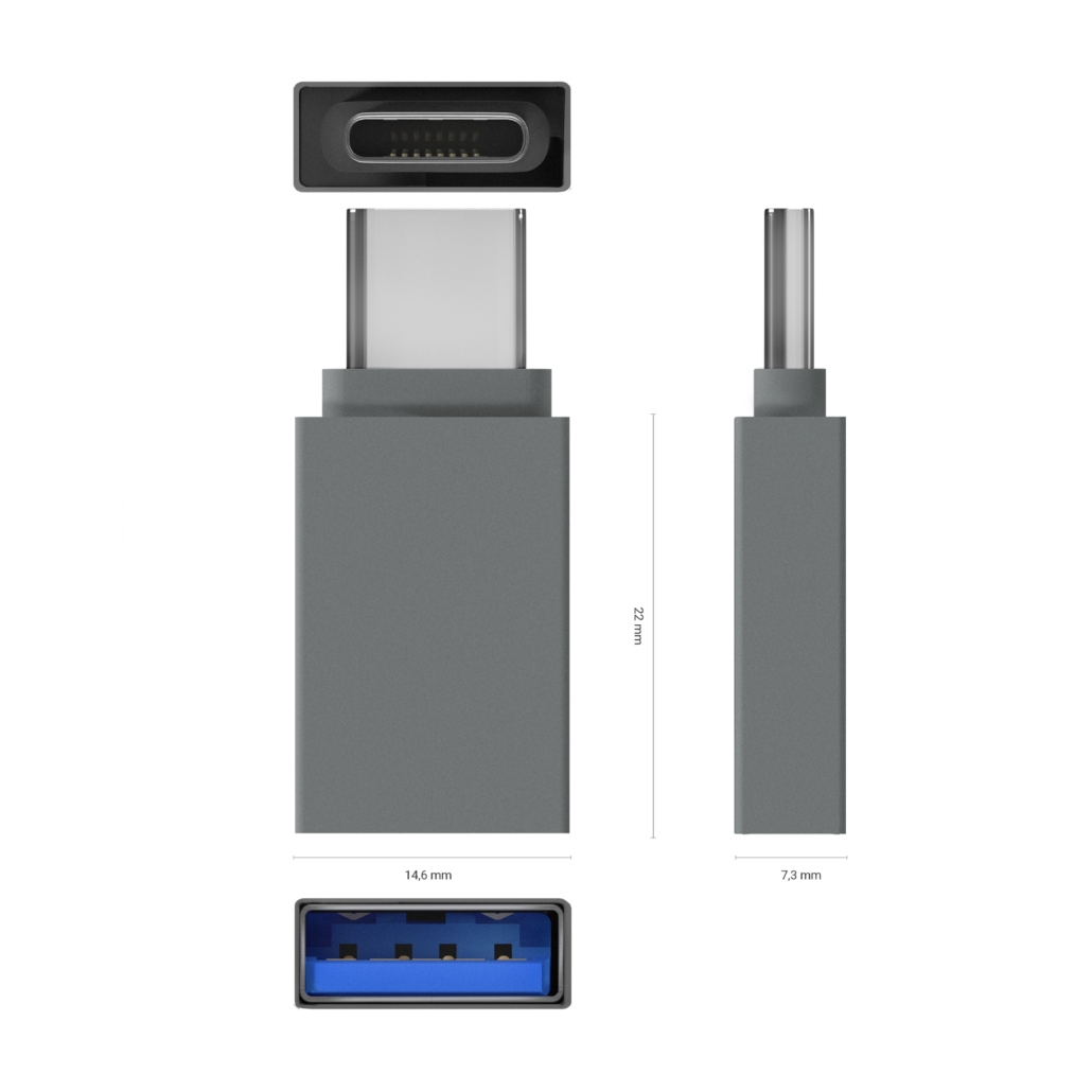 Adaptador Aisens Mini Alumínio USB 3.2 Gen1 3A, Tipo USB-C/MA/H, Cinza 3