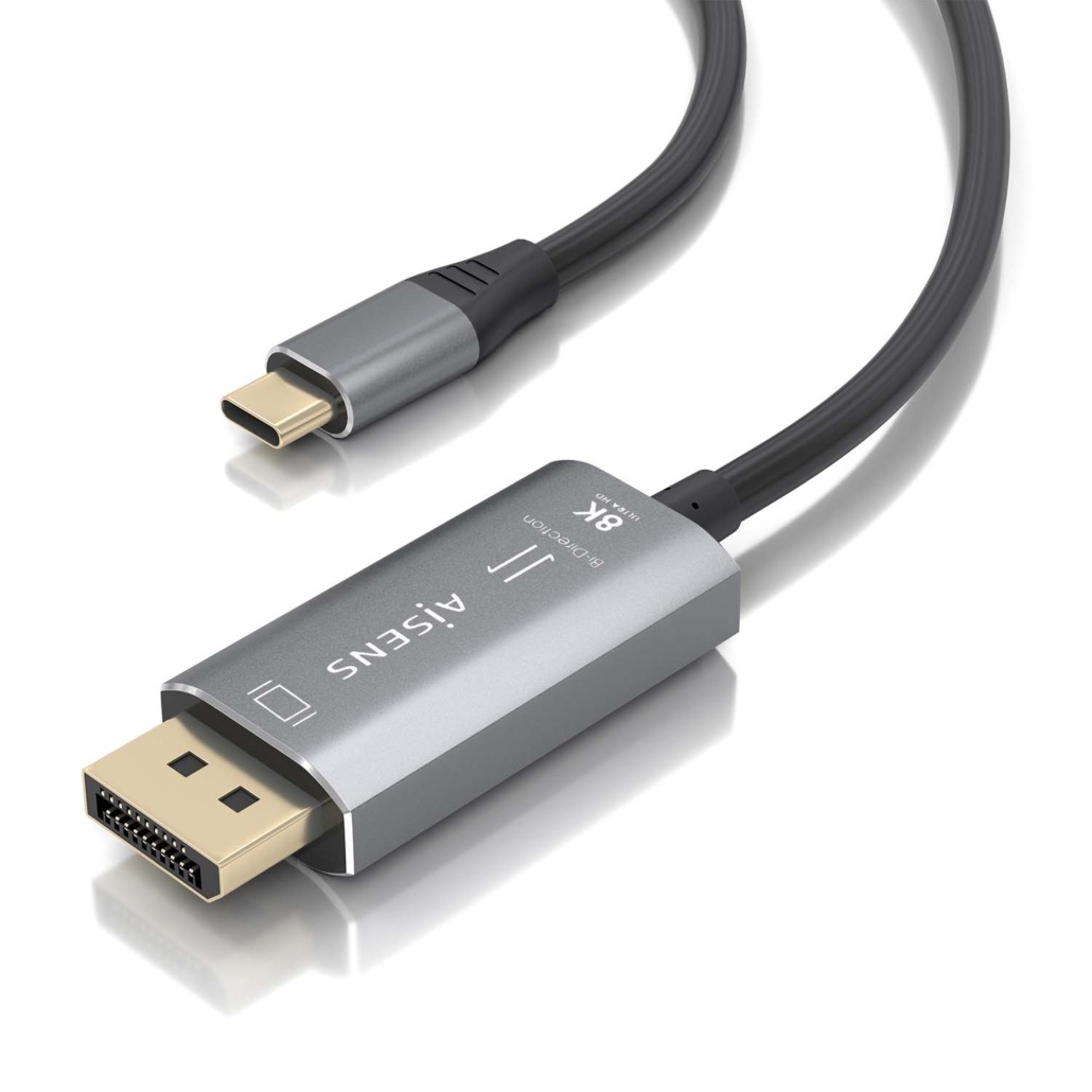 Cabo conversor bidirecional Aisens USB-C para Displayport 8K @ 60 Hz, USB-C/M-DP/M, preto, 1,8 m 3