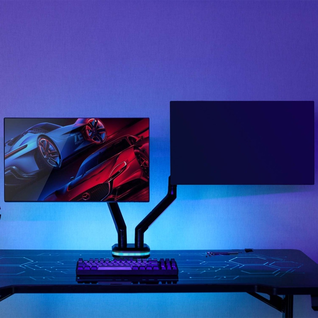 Suporte Aisens para 2 Monitores com RGB (17“-32“) Preto-Branco 3