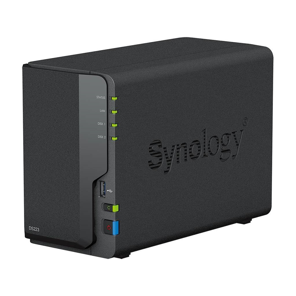 NAS Synology DiskStation DS223 | 2 Baías | CPU 4-Core Realtek RTD1619B | RAM 2GB DDR4 | Preto 1