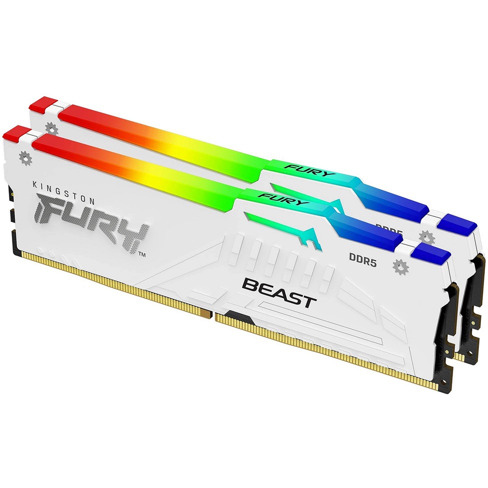 Memória RAM Kingston Fury Beast RGB 64GB (2x32GB) DDR5-6000MHz 2R CL30 Branca 1