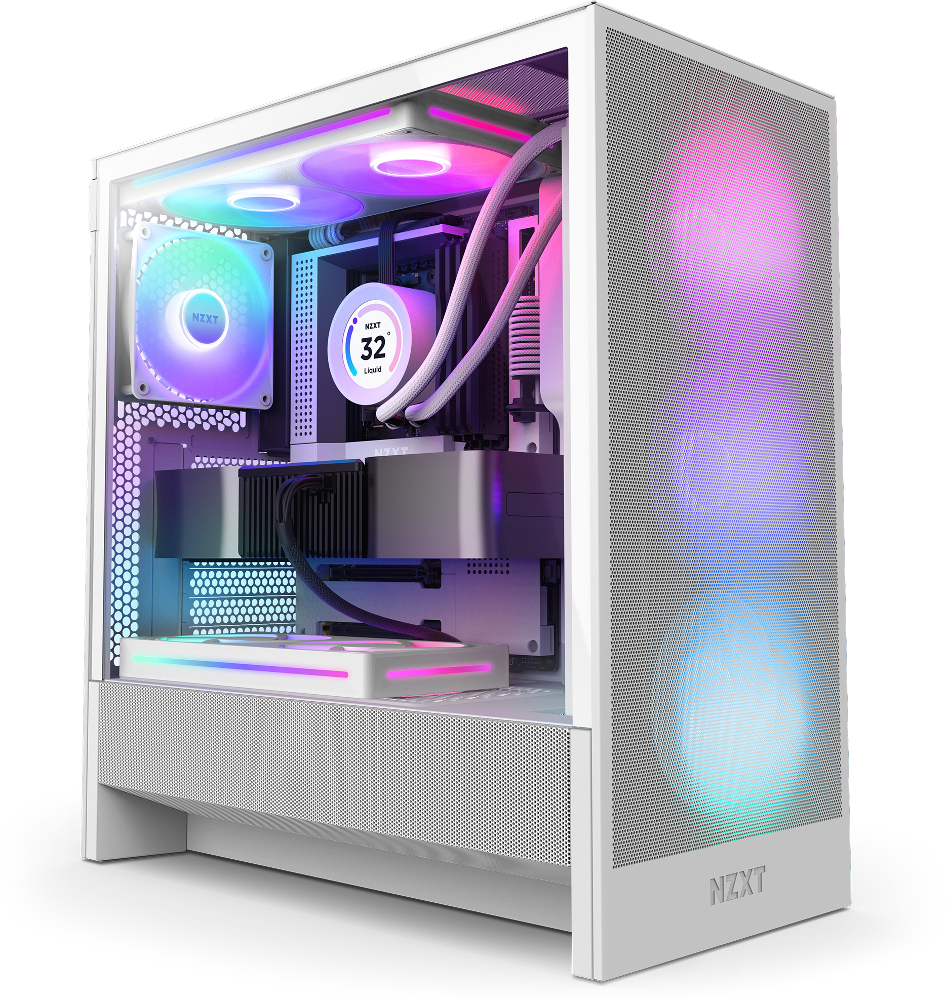 Caixa ATX NZXT H5 Flow RGB Vidro Temperado Branca 1