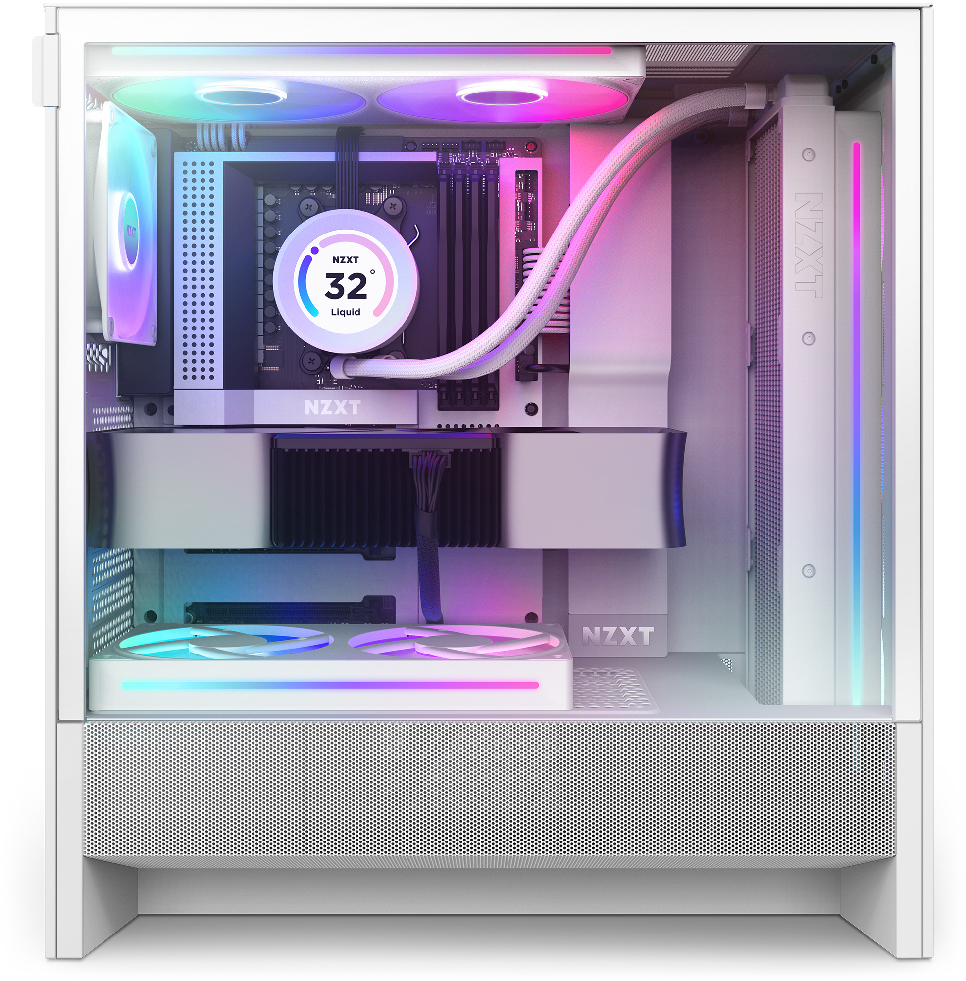 Caixa ATX NZXT H5 Flow RGB Vidro Temperado Branca 2