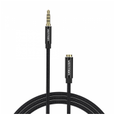 Cabo Extensão de Áudio Vention Estereo Jack 3.5mm M p/ Jack 3.5mm F 2m Preto image