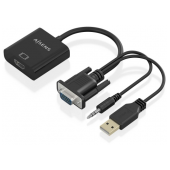 Adaptador Aisens VGA+Audio para HDMI 20cm Preto image