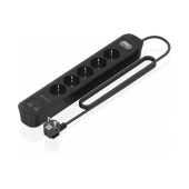Régua Aisens 5 Tomadas Schuko e 2xUSB-C e 2xUSB-A com Switch on/off Preta image