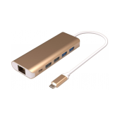 Ntech Cabo Conversor RJ45 F Giga. + 1 USB C F + 4 USB A para USB C M image