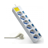 Régua Ewent EW3932 Power Strip 6 Tomadas Schuko 16A com Switch on/off 3m Branca image