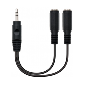 Cabo NanoCable Áudio Jack 3.5mm M p/ 2 x Áudio Jack 3.5mm F 15cm Preto image