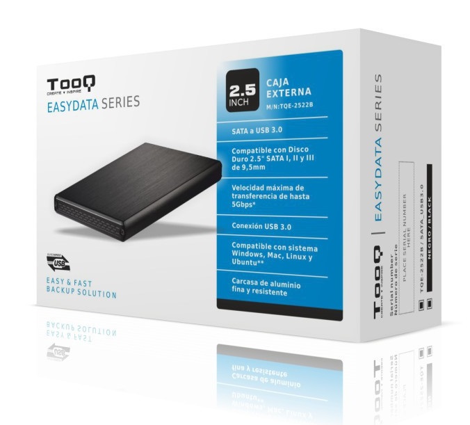 Caixa Externa TooQ TQE-2522B 2.5 HDD/SSD USB3.1 Preta 2